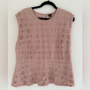 Ann Taylor Pink Lace Peplum Top